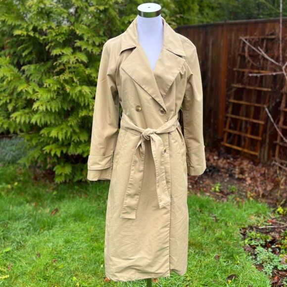 Gap Icon Trench Coat – Size Small Petite Khaki Tan Rain Jacket Classic Outerwear - Picture 2 of 11